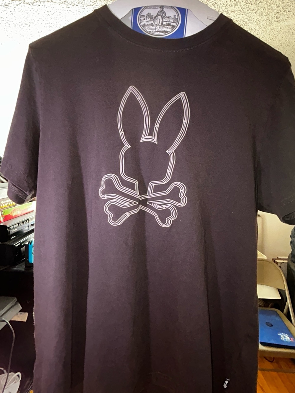 Psycho Bunny Black Short Sleeve Graphic Tee with White Logo